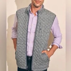 Faherty Epic Quilted Fleece Vest "Carbon Melange" Sz L